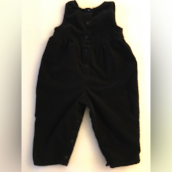 Oshkosh~Black Overalls~Corduroy with Flowers on Bib~18 Mos~VGUC~Lightweight - Picture 2 of 10